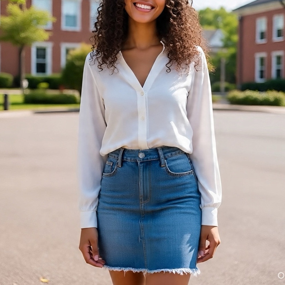 Jean Skirt with Fringe